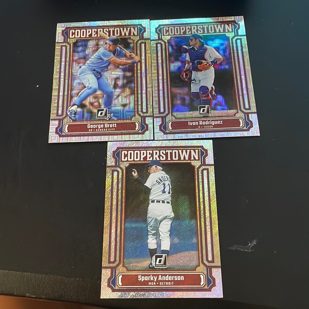 George Brett, Ivan Rodriguez, Sparky Anderson Cooperstown cards